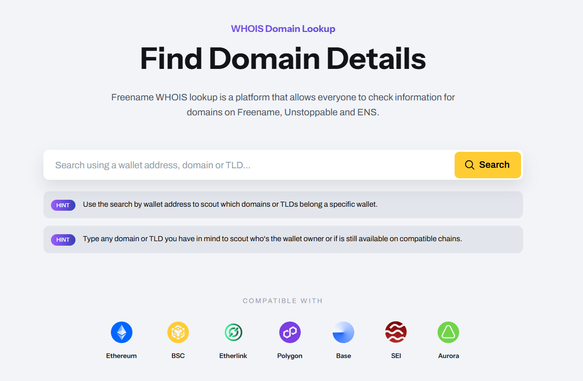 Find Domain Details Search Box