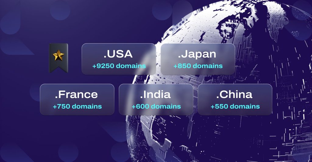 .USA .Japan .France .India .China TLDs