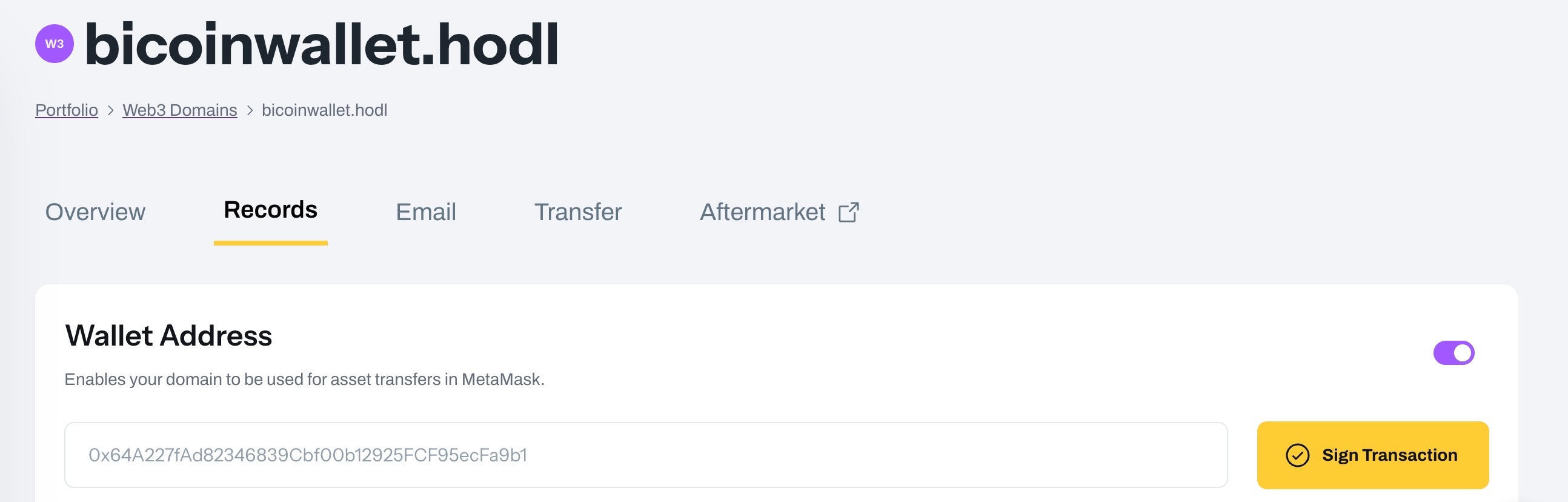 Wallet Address  associated to Web3 Domain Capture