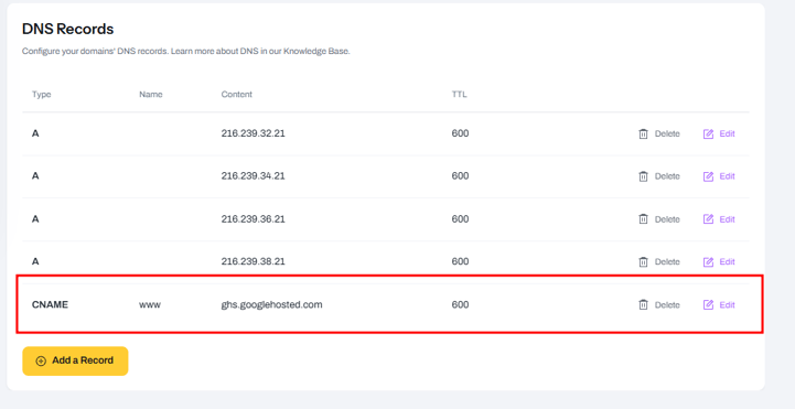 DNS Records CNAME Add record Capture (Step by Step Tutorial)
