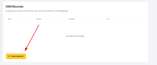 Add DNS record on Freename screenshoot