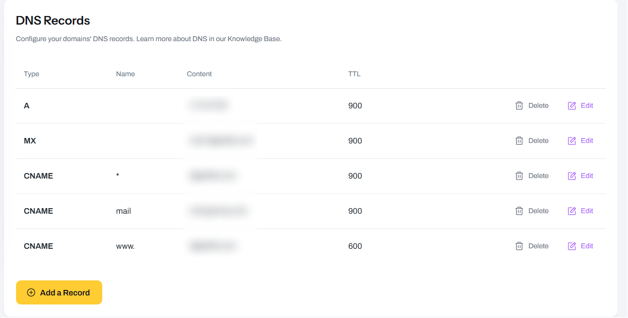 Add DNS record screenshot