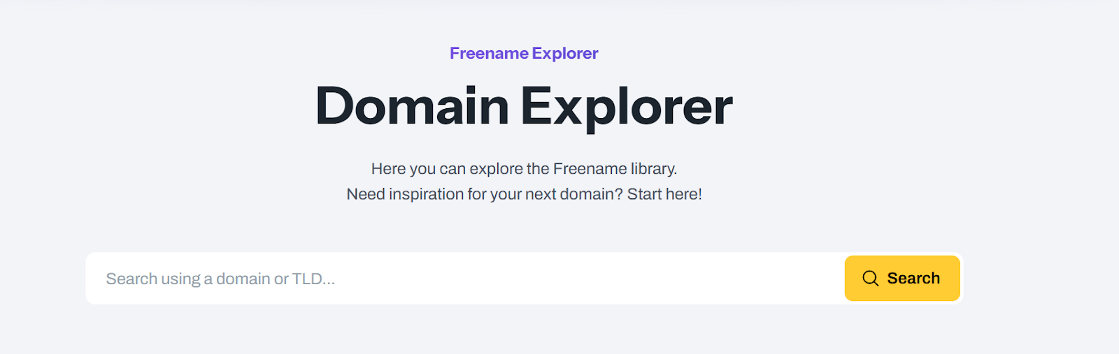 Web3 Domain explorer search box