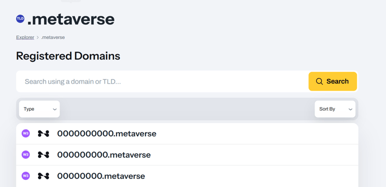 results of web3 search explorer query