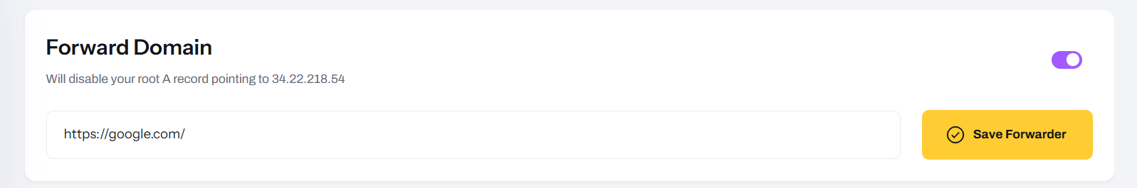 Foroward Domain Box Screenshot